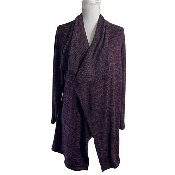 Ellen Tracy Purple Cardigan Sweater Size Medium Striped Knit Duster Office Work - Picture 1 of 7